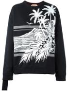 No21 Palm Tree Print Sweatshirt, Women's, Size: 38, Cotton/pvc/metal (other)