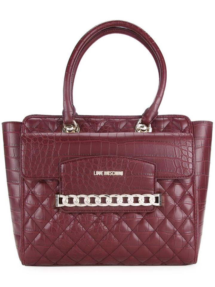 Love Moschino Chain Trim Tote, Women's, Red
