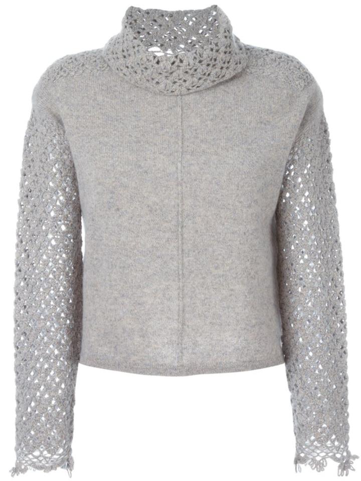 Philosophy Di Lorenzo Serafini Open Knit Sleeves Jumper, Women's, Size: 42, Grey, Wool