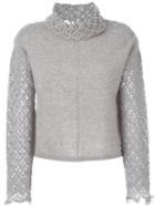 Philosophy Di Lorenzo Serafini Open Knit Sleeves Jumper, Women's, Size: 42, Grey, Wool