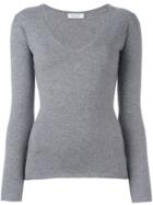 Fashion Clinic Timeless V-neck Knitted Top - Grey