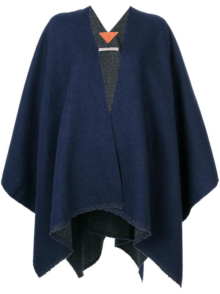 Ermanno Gallamini Back Print Cape - Blue