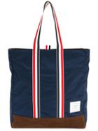 Thom Browne Unstructured Tote In Nylon Tech And Suede - Blue