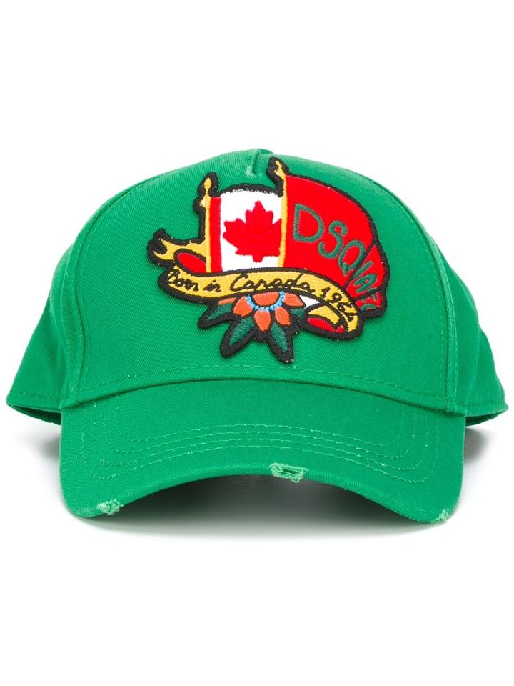 Dsquared2 Born In Canada Baseball Cap, Men's, Green, Cotton