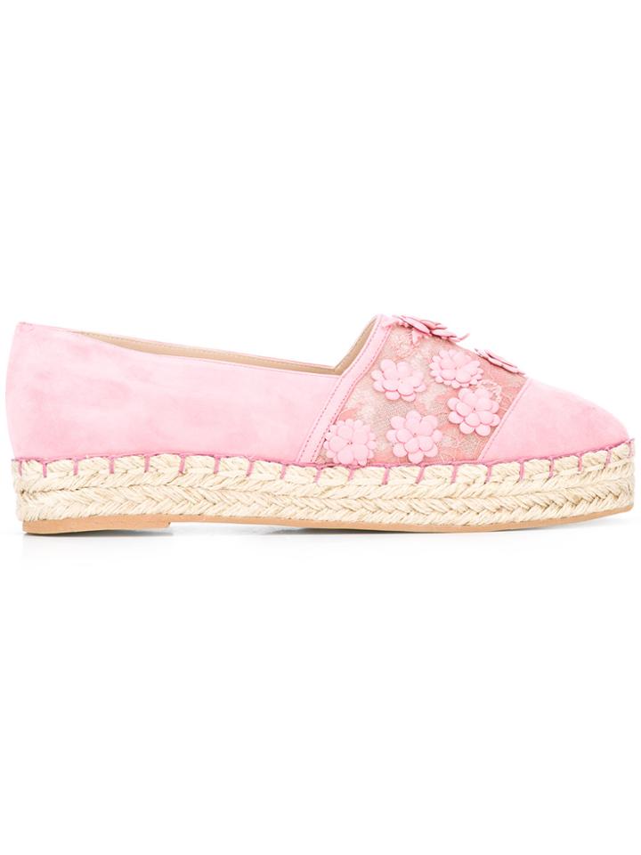 Elie Saab Floral Studs Espadrilles - Pink & Purple