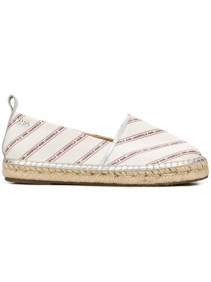 Karl Lagerfeld Kamini Logo Stripe Espadrilles - White