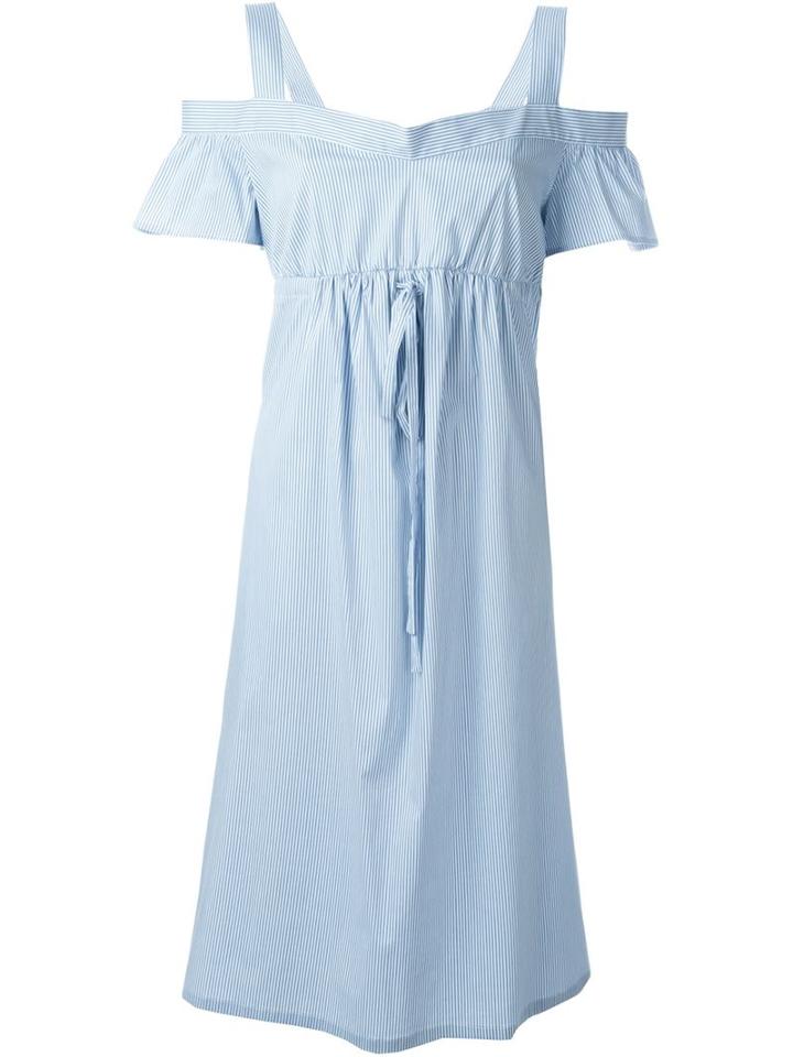 Jil Sander Navy Off-shoulders Striped Dress