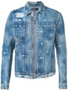 Amiri Distressed Denim Jacket, Men's, Size: Xl, Blue, Cotton