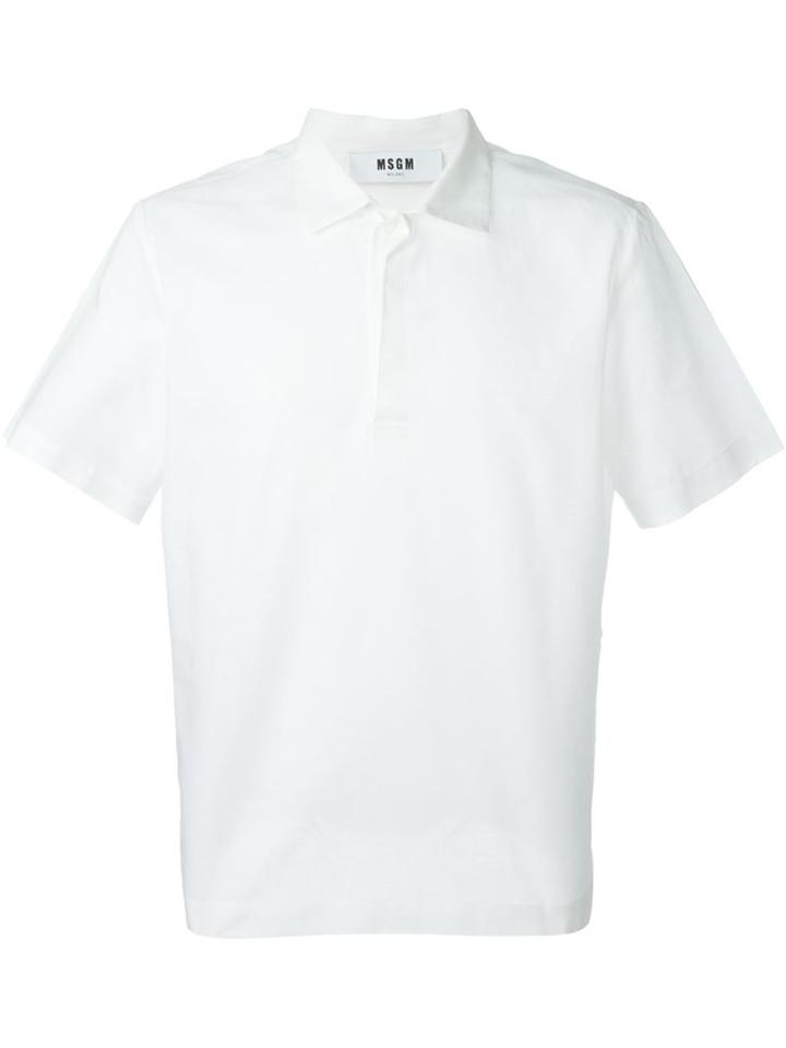Msgm Classic Polo Shirt, Men's, Size: 48, White, Cotton/linen/flax