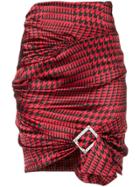 Alexandre Vauthier Houndstooth Drape Mini Skirt - Red