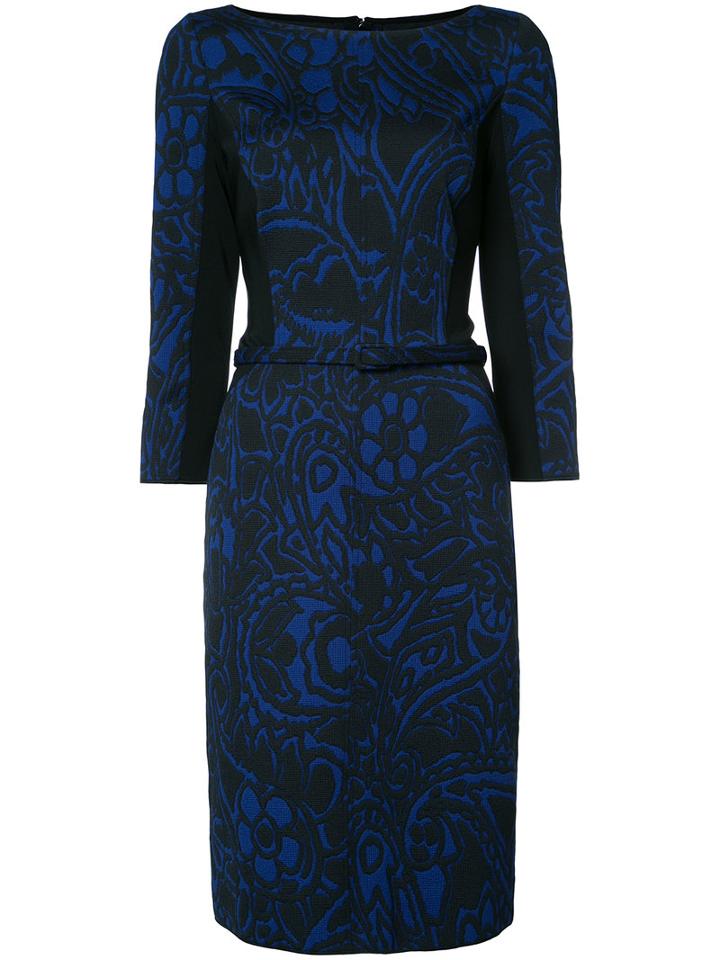 Oscar De La Renta Boat Neck Pencil Dress, Women's, Size: 8, Black, Nylon/polyester