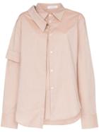 Delada Double Collar Layered Cotton Button Down Shirt - Neutrals