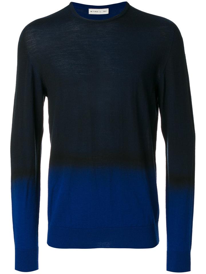 Etro - Two Tone Sweater - Men - Wool - L, Blue, Wool
