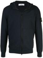 Stone Island Zip-up Hoodie - Black