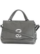 Zanellato Fold-over Closure Crossbody Bag, Women's, Grey, Calf Leather/leather