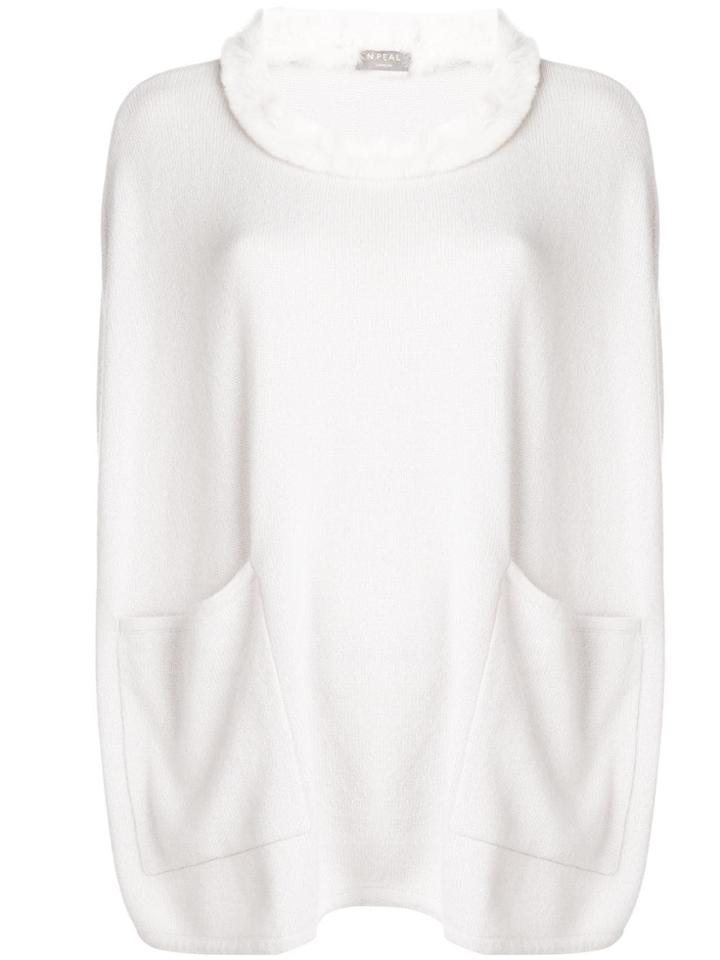 N.peal Fur Trim Poncho - Nude & Neutrals