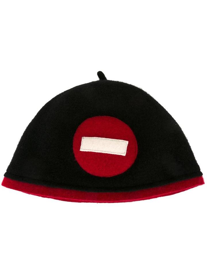 Le Chapeau Stop Sign Motif Beanie, Women's, Black, Wool