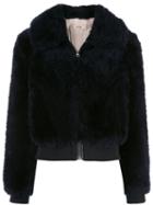 Yves Salomon Army Faux Fur Bomber Jacket - Blue