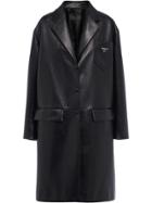 Prada Single-breasted Nappa Leather Coat - Black