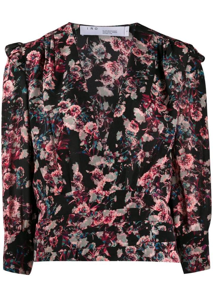 Iro Floral Print Silk Top - Black