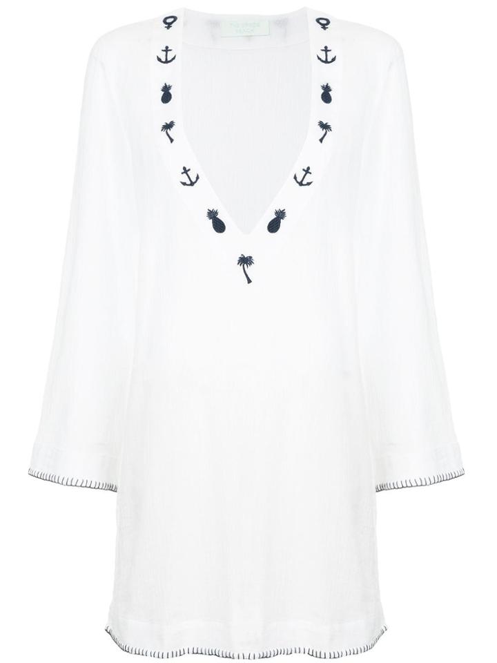 The Upside Embroidered V-neck Mini Dress - White
