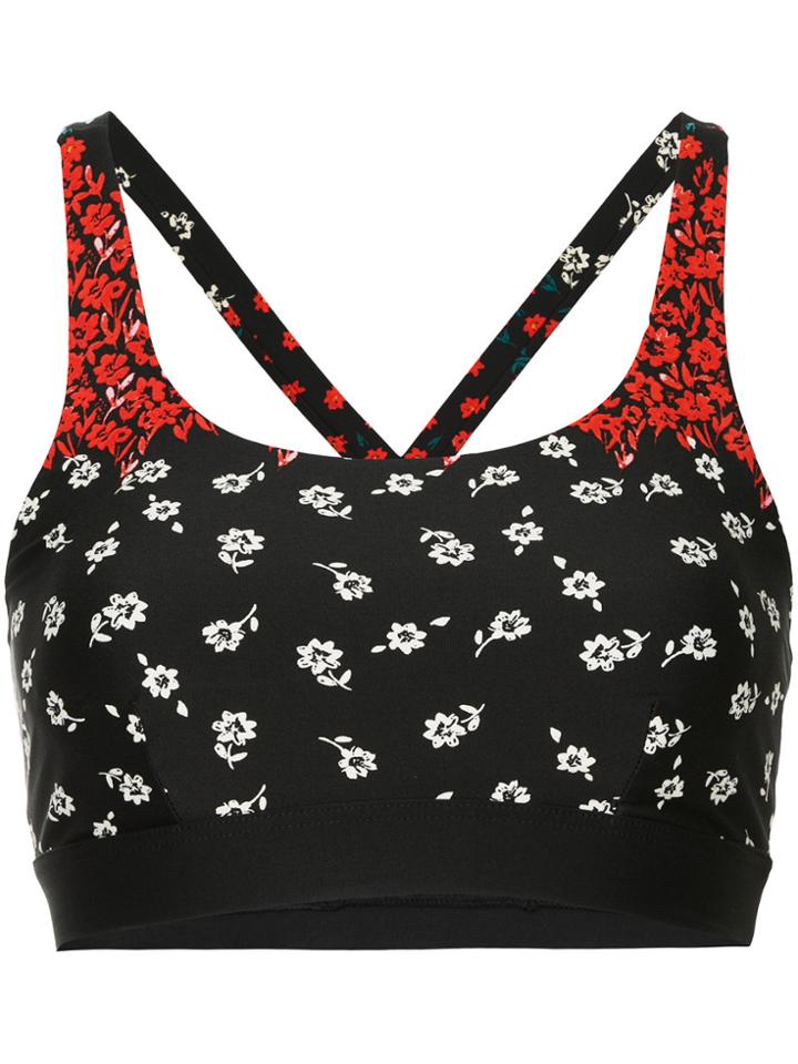 The Upside Floral Print Compression Top - Black
