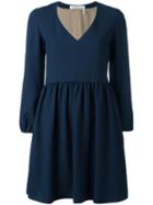 Chloé V-neck Balloon Sleeve Dress, Women's, Size: 38, Blue, Acetate/viscose