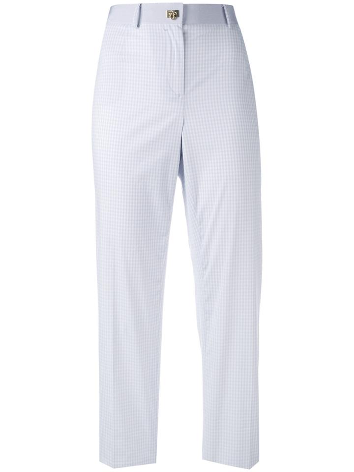 Salvatore Ferragamo Checked Trousers - White