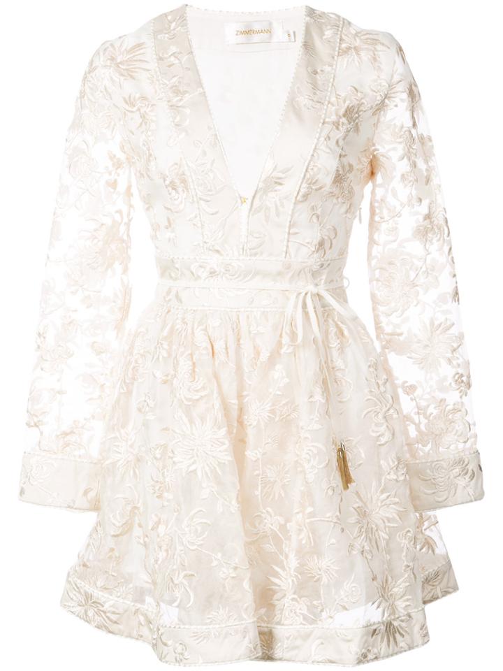 Zimmermann Rife Embroidered Dress - Nude & Neutrals