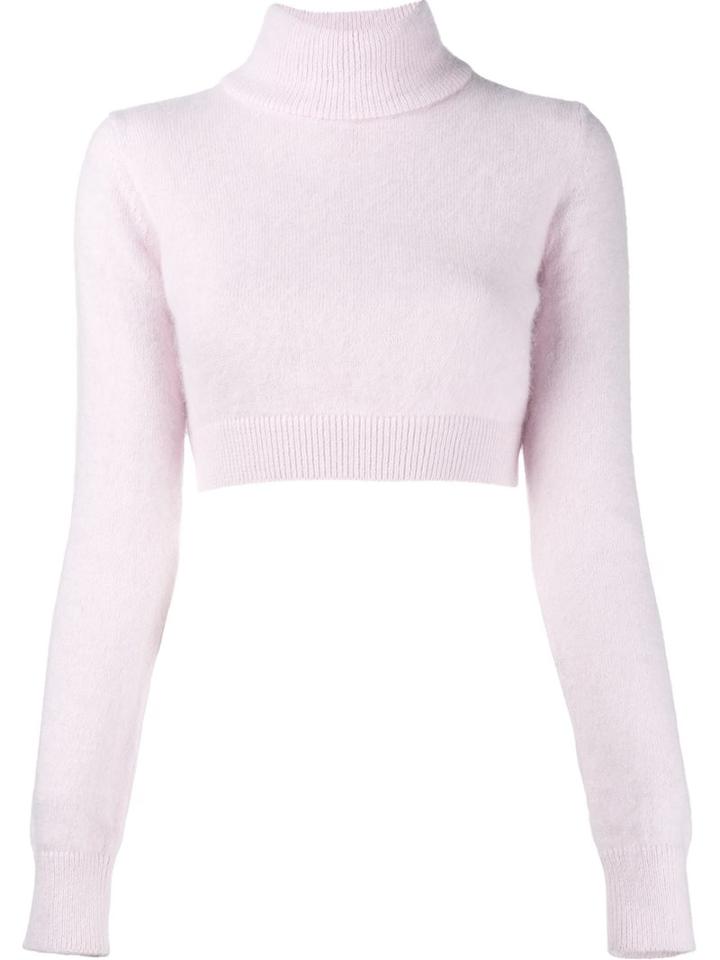 Balmain Cropped Roll Neck Jumper, Women's, Size: 40, Pink/purple, Angora/wool/nylon
