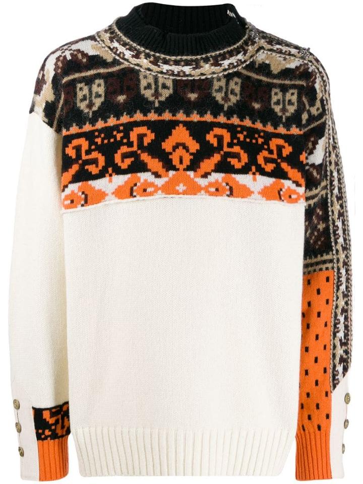 Sacai Intarsia Knit Jumper - White
