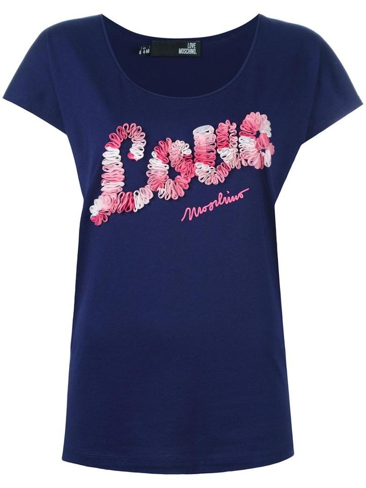 Love Moschino Logo Print T-shirt, Women's, Size: 42, Pink/purple, Cotton/modal