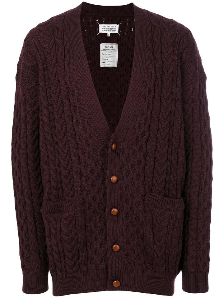Maison Margiela - Cable Knit Cardigan - Men - Wool - M, Brown, Wool