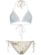 Zimmermann Iris Crochet Floral Triangle Bikini - Nude & Neutrals