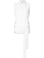 Derek Lam 10 Crosby - Wrap Front Sleeveless Shirt - Women - Cotton - 10, White, Cotton