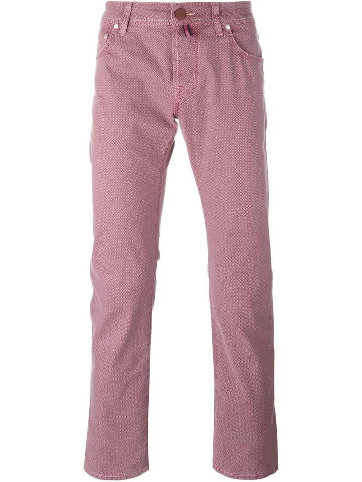 Jacob Cohen Slim Fit Chinos, Men's, Size: 32, Pink/purple, Spandex/elastane/cotton