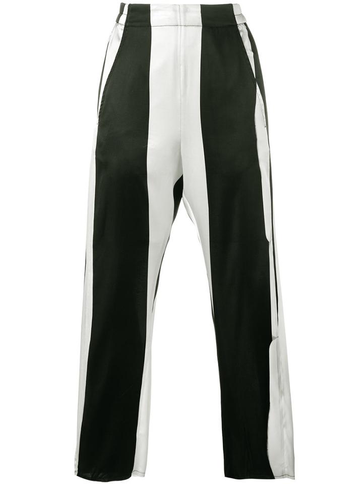 Ann Demeulemeester Stripe Cropped Trousers, Women's, Size: 42, Black, Silk/spandex/elastane