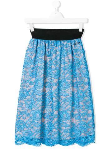 Marco Bologna Kids Teen Floral Lace Patterned Skirt - Blue