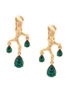 Oscar De La Renta Branch Crystal Earrings - Gold