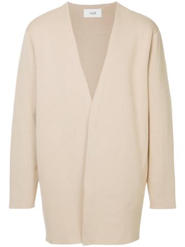 Clane Homme Long Line V-neck Cardigan - Nude & Neutrals