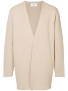 Clane Homme Long Line V-neck Cardigan - Nude & Neutrals