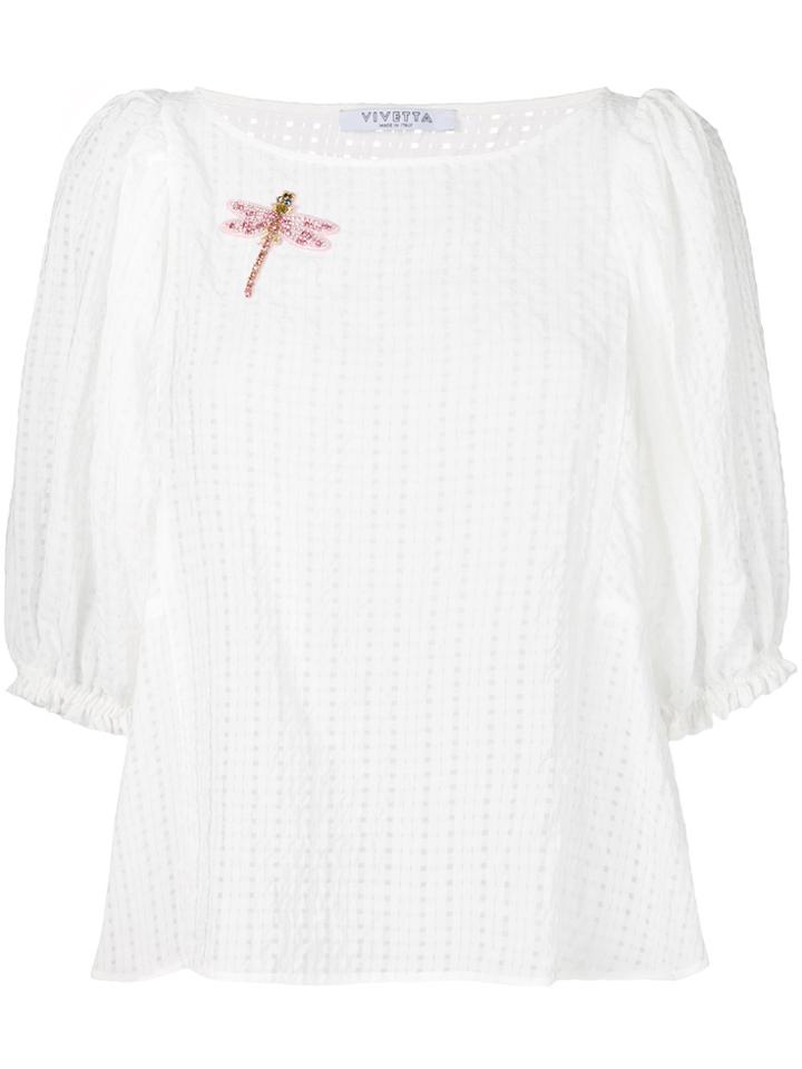 Vivetta Embellished Dragonfly Blouse - White