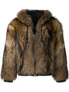 Balmain Hooded Fur Jacket - Neutrals