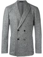 Paolo Pecora Double Breasted Blazer, Men's, Size: 46, Grey, Wool/alpaca/mohair/viscose