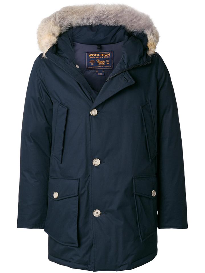Woolrich Fur Trim Padded Jacket - Blue