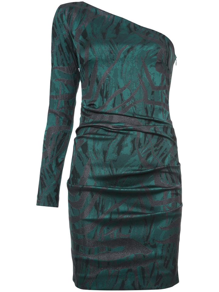 Nicole Miller One Shoulder Mini Dress - Green