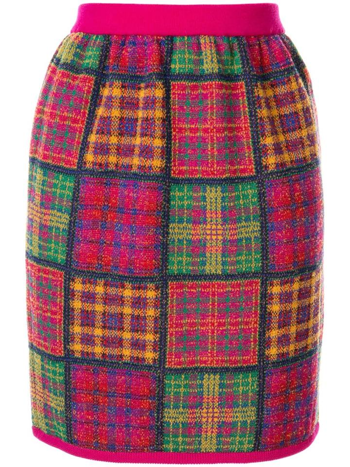 Yves Saint Laurent Pre-owned Checked Plaid Knitted Skirt -
