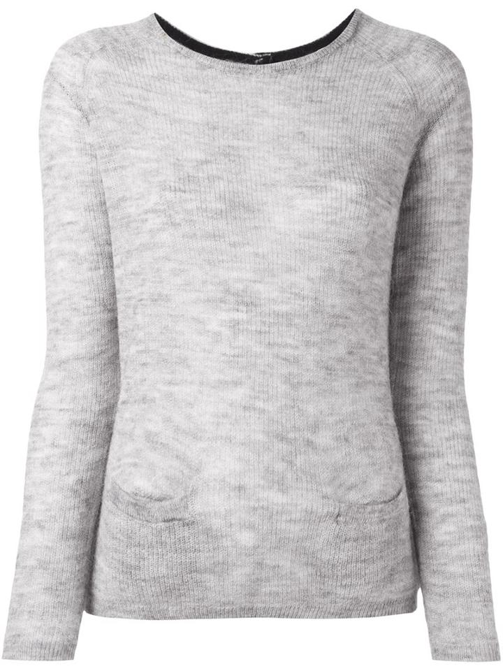 Sun 68 Back Button Fine Knit Jumper, Women's, Size: Xl, Grey, Polyamide/alpaca/merino