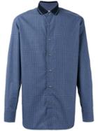 Brioni Fine Checked Shirt, Men's, Size: Medium, Blue, Cotton