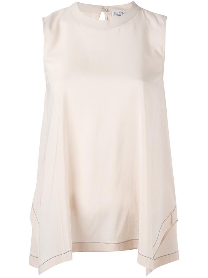 Brunello Cucinelli Trim Detail Top, Women's, Size: Large, Pink/purple, Silk/spandex/elastane
